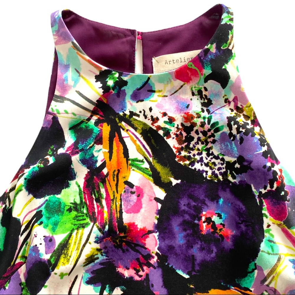 Nicole Miller Artelier Silk Floral Halter Dress | 2 - Picture 6 of 9